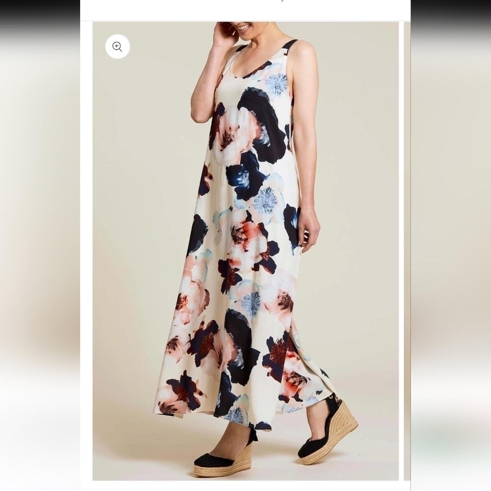 Tribal floral sleeveless maxi dress‎ Oversized Size XS New